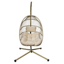 Hangstoel Egg Chair - beige standaard met creme kussens