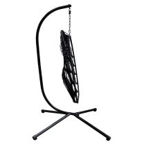 Hangstoel Egg Chair - zwarte standaard met grijze kussens